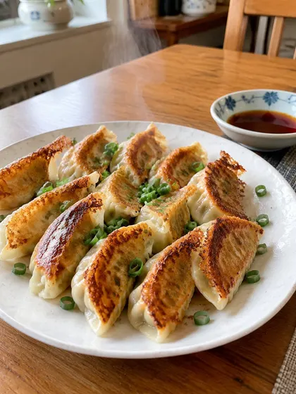 Gyoza, pan-fried pork dumplings